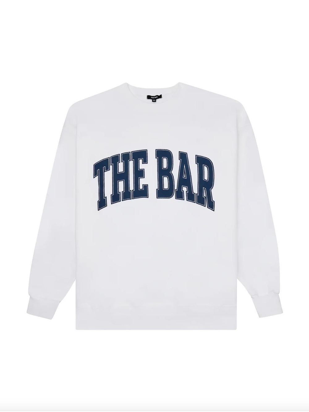THE BAR Varsity sweatshirt WHITE/NAVY BLUE sz XL